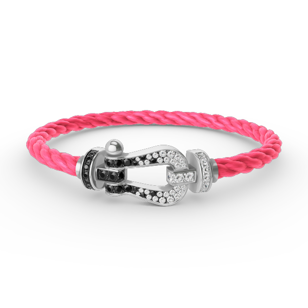 [Glimmer]FORCE LARGE HORSESHOE BLACK WHITE DIAMOND BRACELET SILVER