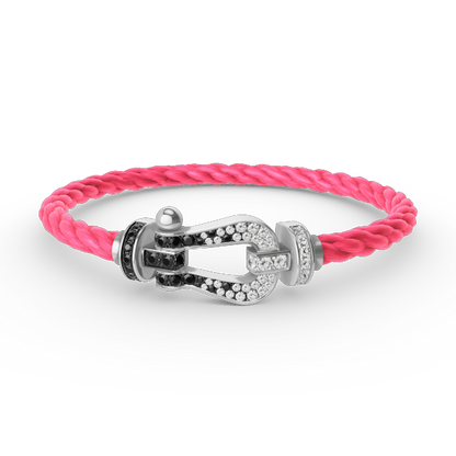[Glimmer]FORCE LARGE HORSESHOE BLACK WHITE DIAMOND BRACELET SILVER