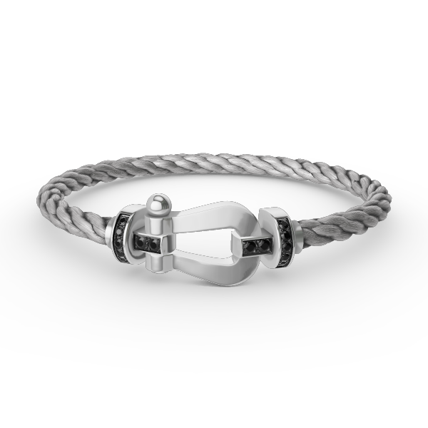 [Glimmer]FORCE LARGE HORSESHOE BLACK DIAMOND BRACELET SILVER