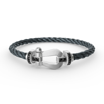 [Glimmer]FORCE LARGE HORSESHOE BLACK DIAMOND BRACELET SILVER