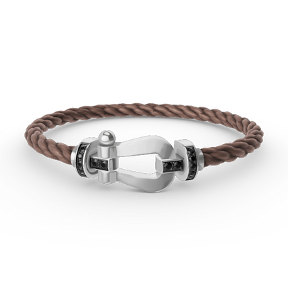 [Glimmer]FORCE LARGE HORSESHOE BLACK DIAMOND BRACELET SILVER