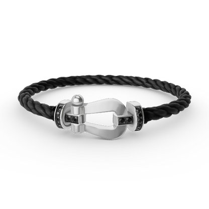 [Glimmer]FORCE LARGE HORSESHOE BLACK DIAMOND BRACELET SILVER