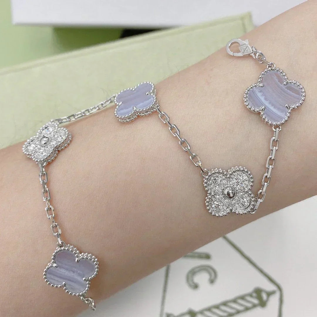 [Glimmer] CLOVER 5 モチーフ パープルカルセドニー ブレスレット コレクション