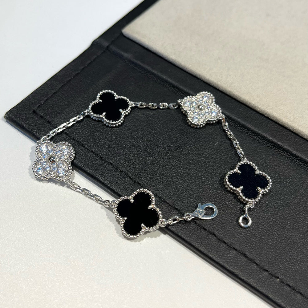 [Glimmer] CLOVER 5 モチーフ オニキス ブレスレット コレクション