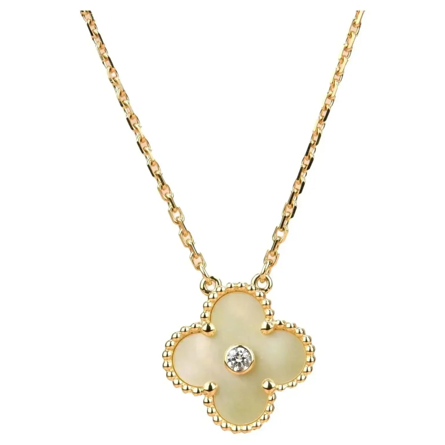 [Glimmer]CLOVER 15MM DIAMOND GOLD MOTHER OF PEARL NECKLACE