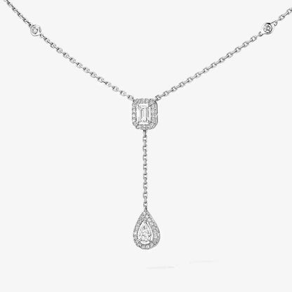 [Glimmer]Gold Diamond Tie Necklace