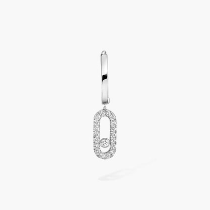 [Glimmer]Move Uno Single Diamond Hoop Earring