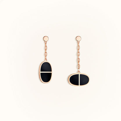 [Glimmer]CHAINE VERSO BLACK CERAMIC EARRINGS