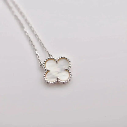 [Glimmer]CLOVER  15MM WHITE MOTHER-OF-PEARL SILVER