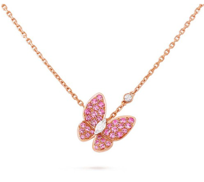 [Glimmer]BUTTERFLY RED DIAMOND Glimmer GOLD NECKLACE
