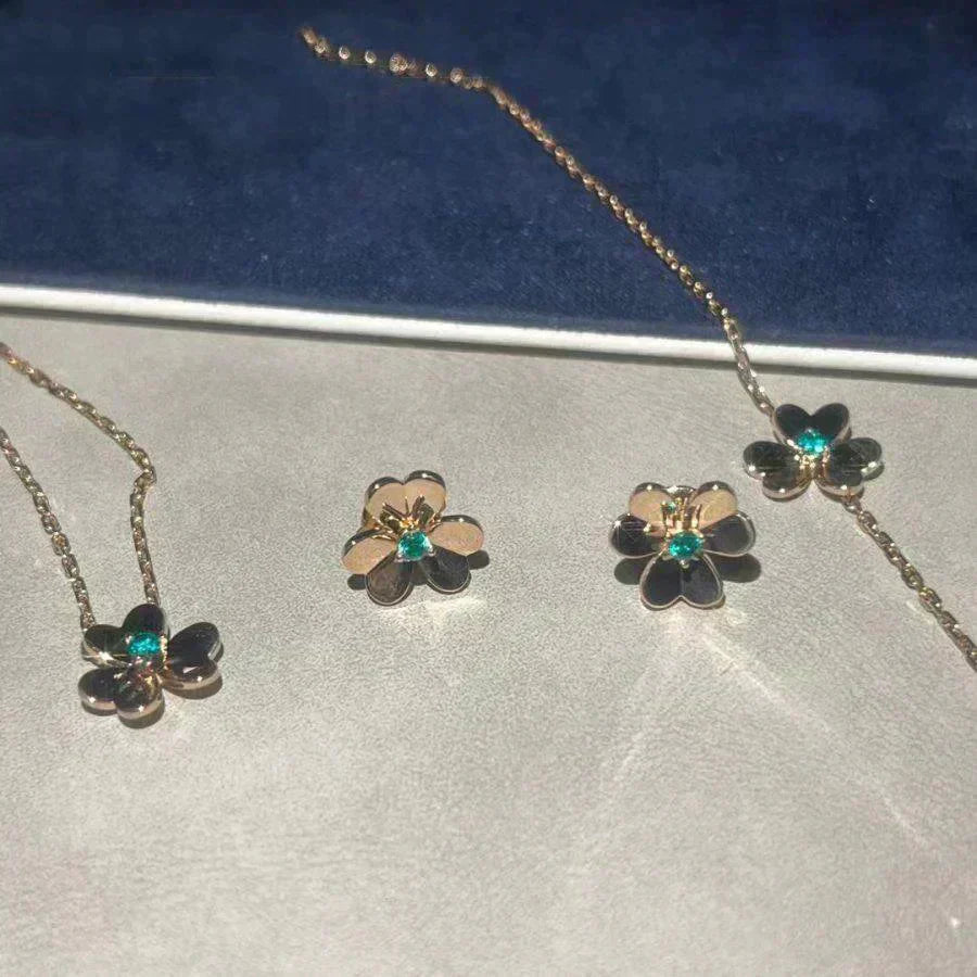 [Glimmer]FRIVOLE  FLOWER MALACHITE EARRINGS