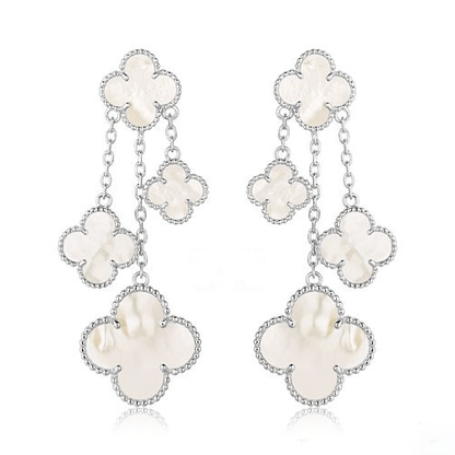 [Glimmer]CLOVER EARRINGS WHITE MOP 4 MOTIFS SILVER