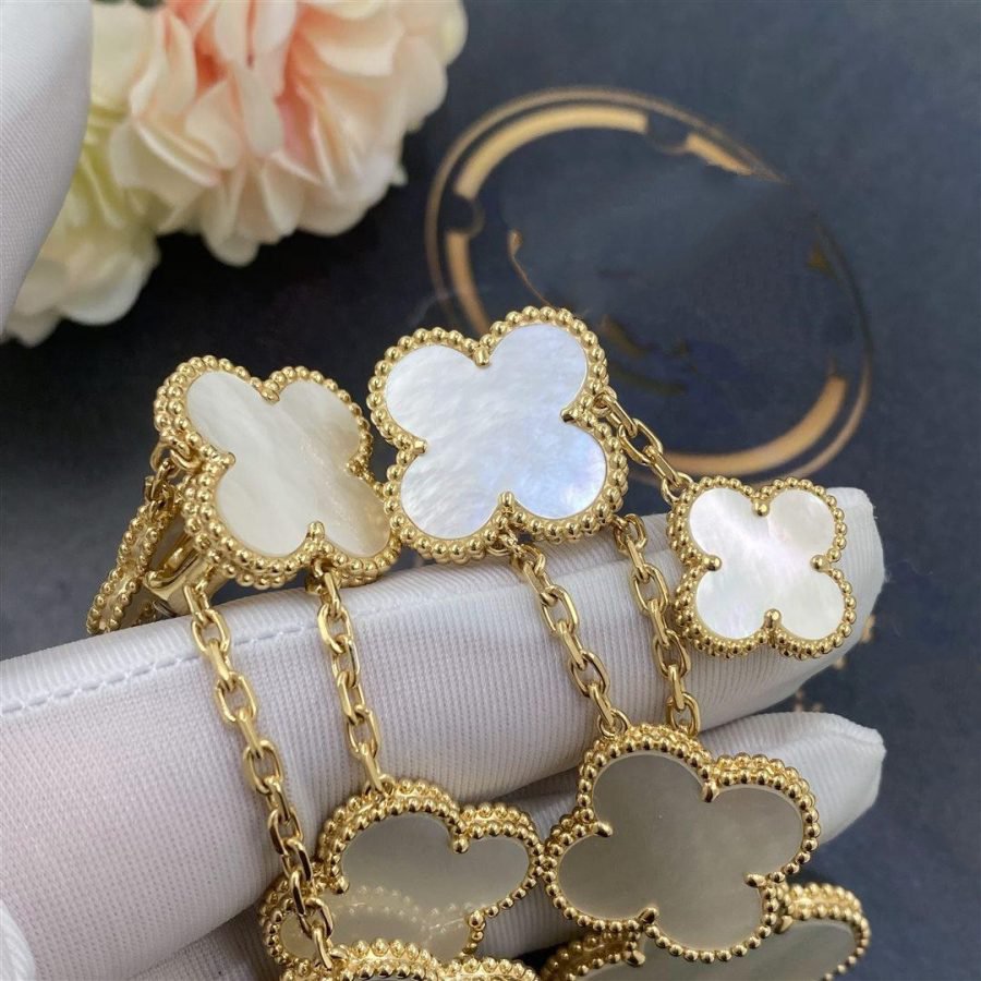 [Glimmer]CLOVER EARRINGS WHITE MOP 4 MOTIFS GOLD