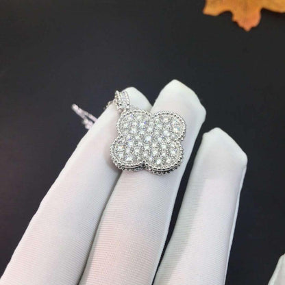 [Glimmer]CLOVER 25MM SILVER FULL DIAMOND BIG CLOVER NECKLACE