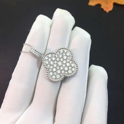 [Glimmer]CLOVER 25MM SILVER FULL DIAMOND BIG CLOVER NECKLACE