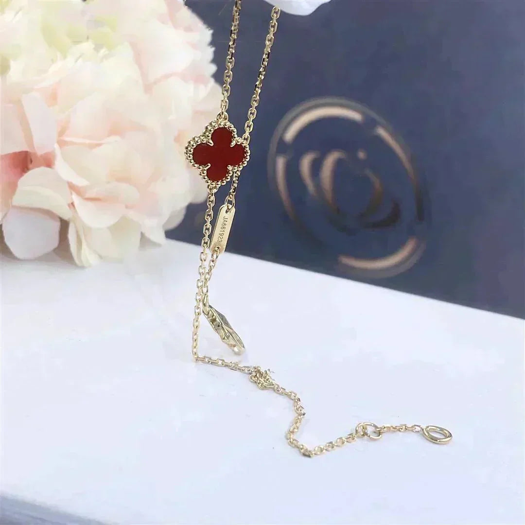 [Glimmer]CLOVER  CARNELIAN SINGLE FLOWER BRACELET