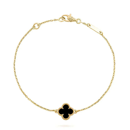 [Glimmer]CLOVER ONYX SINGLE FLOWER BRACELET