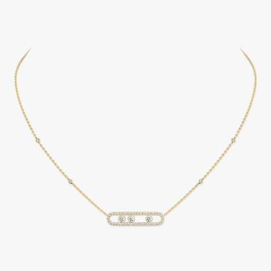 [Glimmer] Move Pave_ Rose Gold Diamond Necklace