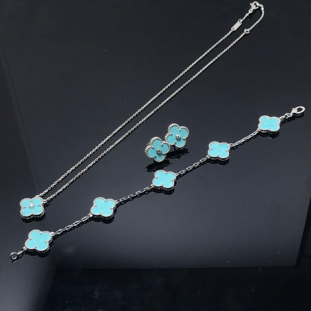 [Glimmer]CLOVER 1 DIAMOND BLUE SKY SILVER EARRINGS