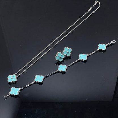 [Glimmer]CLOVER 1 DIAMOND BLUE SKY SILVER EARRINGS