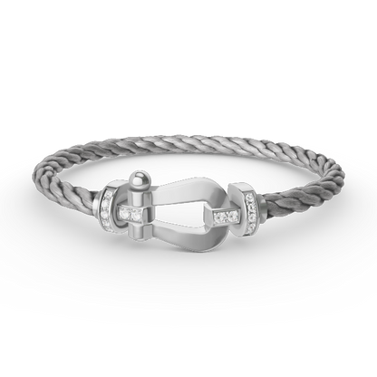 [Glimmer]フォースラージホースシューハーフダイヤモンドブレスレットシルバー