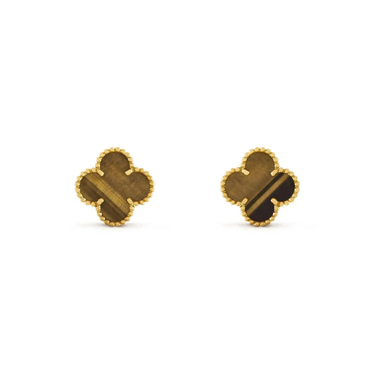 [Glimmer]CLOVER MEDIUM 1 MOTIFS TIGER EYE EARRINGS