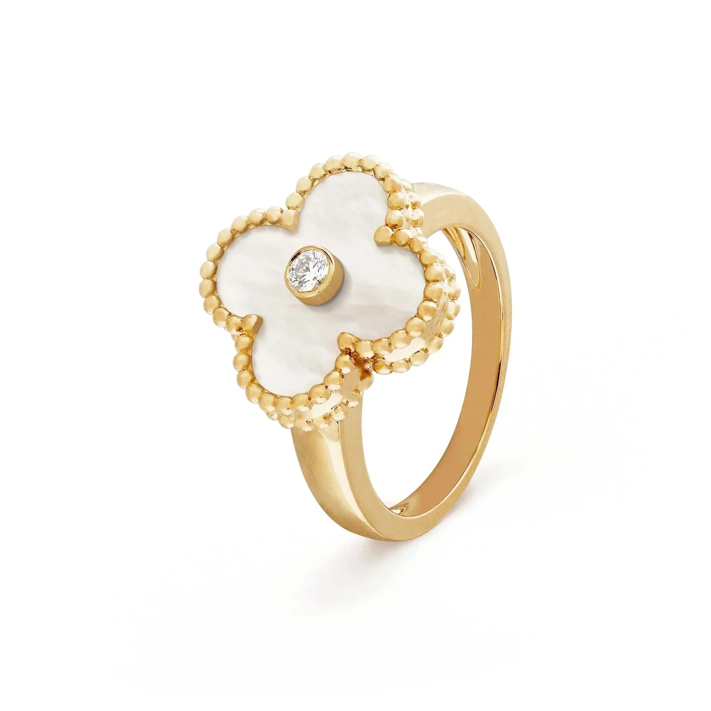[Glimmer]CLOVER PINK MOP RING GOLD DIAMOND
