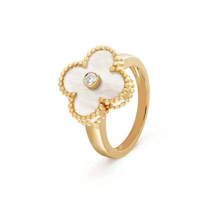 [Glimmer]CLOVER PINK MOP RING GOLD DIAMOND