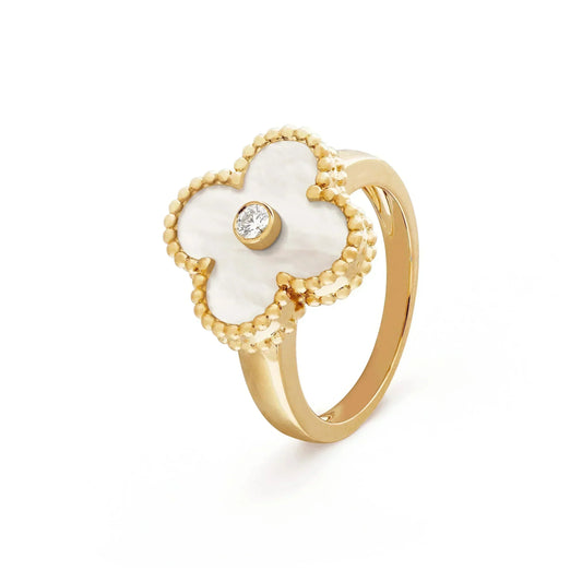 [Glimmer]CLOVER PINK MOP RING GOLD DIAMOND